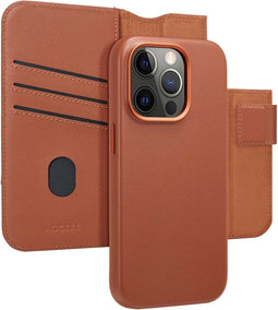 Accezz Hoesje Geschikt voor iPhone 14 Pro Hoesje Met Pasjeshouder - Accezz Leather Bookcase 2-in-1 Geschikt voor MagSafe - bruin