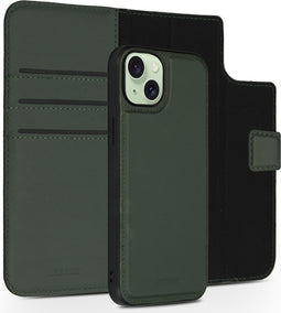 Accezz Hoesje Geschikt voor iPhone 15 Plus Hoesje Met Pasjeshouder - Accezz Premium Leather 2 in 1 Wallet Bookcase - Groen