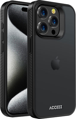 Accezz Hoesje Geschikt voor iPhone 15 Pro Hoesje - Accezz Rugged Frosted Backcover - Zwart