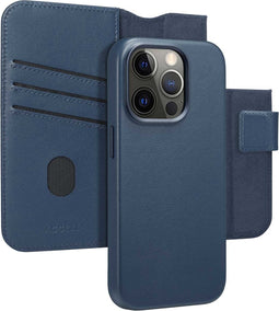 Accezz Hoesje Geschikt voor iPhone 15 Pro Hoesje Met Pasjeshouder - Accezz Leather Bookcase 2-in-1 Geschikt voor MagSafe - donkerblauw