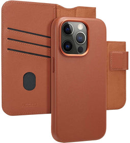 Accezz Hoesje Geschikt voor iPhone 15 Pro Hoesje Met Pasjeshouder - Accezz Leather Bookcase 2-in-1 Geschikt voor MagSafe - bruin