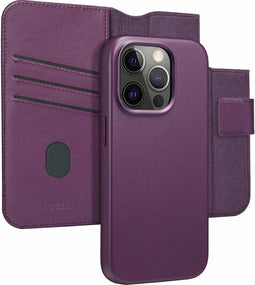 Accezz Hoesje Geschikt voor iPhone 15 Pro Hoesje Met Pasjeshouder - Accezz Leather Bookcase 2-in-1 Geschikt voor MagSafe - paars