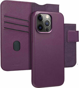 Accezz Hoesje Geschikt voor iPhone 15 Pro Max Hoesje Met Pasjeshouder - Accezz Leather Bookcase 2-in-1 Geschikt voor MagSafe - paars