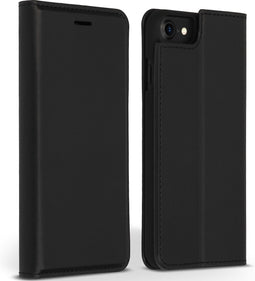 Accezz Hoesje Geschikt voor iPhone SE (2022) / SE (2020) / 8 / 7 / 6s / 6 Hoesje Met Pasjeshouder - Accezz Premium Leather Slim Bookcase - Zwart