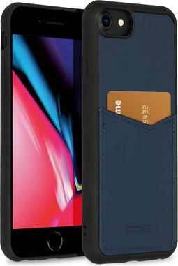 Accezz Hoesje Geschikt voor iPhone SE (2022) / SE (2020) / 8 / 7 / 6s / 6 Hoesje Met Pasjeshouder - Accezz Premium Leather Card Slot Backcover - Donkerblauw