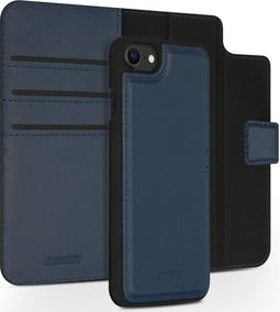 Accezz Hoesje Geschikt voor iPhone SE (2022) / SE (2020) / 8 / 7 / 6s / 6 Hoesje Met Pasjeshouder - Accezz Premium Leather 2 in 1 Wallet Bookcase - Donkerblauw