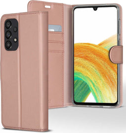 Accezz Hoesje Geschikt voor Samsung Galaxy A33 Hoesje Met Pasjeshouder - Accezz Wallet Softcase Bookcase - Rosé Goud