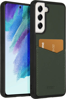 Accezz Hoesje Geschikt voor Samsung Galaxy S21 FE Hoesje Met Pasjeshouder - Accezz Premium Leather Card Slot Backcover - Groen