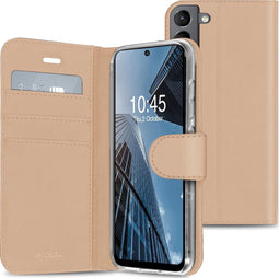 Accezz Hoesje Geschikt voor Samsung Galaxy S21 FE Hoesje Met Pasjeshouder - Accezz Wallet Softcase Bookcase - goud