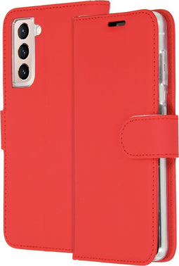 Accezz Hoesje Geschikt voor Samsung Galaxy S21 Hoesje Met Pasjeshouder - Accezz Wallet Softcase Bookcase - Rood
