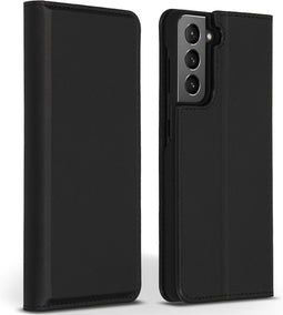 Accezz Hoesje Geschikt voor Samsung Galaxy S21 Hoesje Met Pasjeshouder - Accezz Premium Leather Slim Bookcase - Zwart