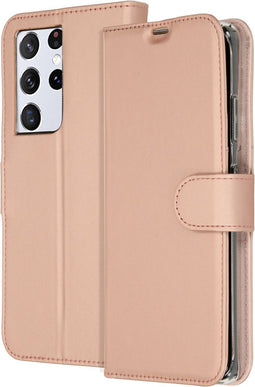 Accezz Hoesje Geschikt voor Samsung Galaxy S21 Ultra Hoesje Met Pasjeshouder - Accezz Wallet Softcase Bookcase - Rosé Goud