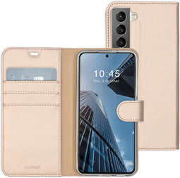 Accezz Hoesje Geschikt voor Samsung Galaxy S22 Plus Hoesje Met Pasjeshouder - Accezz Wallet Softcase Bookcase - goud