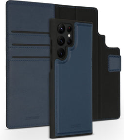 Accezz Hoesje Geschikt voor Samsung Galaxy S22 Ultra Hoesje Met Pasjeshouder - Accezz Premium Leather 2 in 1 Wallet Bookcase - Donkerblauw