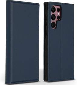 Accezz Hoesje Geschikt voor Samsung Galaxy S22 Ultra Hoesje Met Pasjeshouder - Accezz Premium Leather Slim Bookcase - Donkerblauw