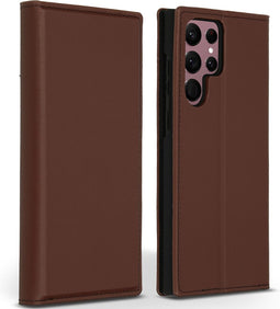 Accezz Hoesje Geschikt voor Samsung Galaxy S22 Ultra Hoesje Met Pasjeshouder - Accezz Premium Leather Slim Bookcase - Bruin