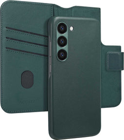 Accezz Hoesje Geschikt voor Samsung Galaxy S23 Hoesje Met Pasjeshouder - Accezz Leather Bookcase 2-in-1 Geschikt voor MagSafe - donkergroen