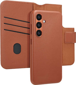 Accezz Hoesje Geschikt voor Samsung Galaxy S24 Hoesje Met Pasjeshouder - Accezz Leather Bookcase 2-in-1 Geschikt voor MagSafe - bruin