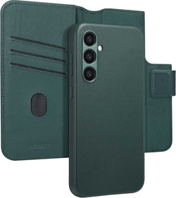 Accezz Hoesje Geschikt voor Samsung Galaxy S24 Plus Hoesje Met Pasjeshouder - Accezz Leather Bookcase 2-in-1 Geschikt voor MagSafe - donkergroen