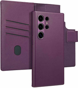 Accezz Hoesje Geschikt voor Samsung Galaxy S24 Ultra Hoesje Met Pasjeshouder - Accezz Leather Bookcase 2-in-1 Geschikt voor MagSafe - paars