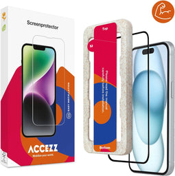 Accezz Screenprotector Geschikt voor iPhone 15 Plus - Accezz Triple Strong Full Cover Glass Screenprotector met bio applicator
