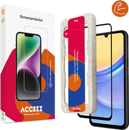 Accezz Screenprotector Geschikt voor Samsung Galaxy A15 (4G) / A15 (5G) - Accezz Triple Strong Full Cover Glass Screenprotector met bio applicator
