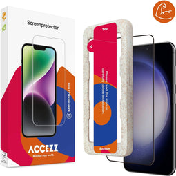 Accezz Screenprotector Geschikt voor Samsung Galaxy S22 / S23 - Accezz Triple Strong Full Cover Glass Screenprotector met bio applicator
