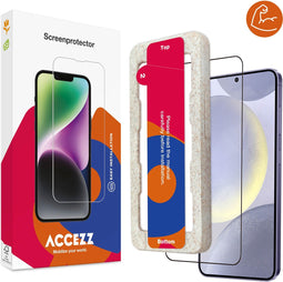 Accezz Screenprotector Geschikt voor Samsung Galaxy S24 Plus - Accezz Triple Strong Full Cover Glass Screenprotector met bio applicator