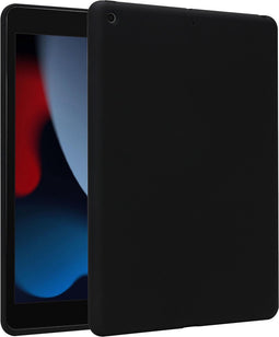 Accezz Tablet Hoes Geschikt voor iPad 8 10.2 (2020) 8e generatie / iPad 7 10.2 (2019) 7e generatie / iPad 9 10.2 (2021) 9e generatie - Accezz Liquid Silicone Backcover zonder penhouder - Zwart /Zwart