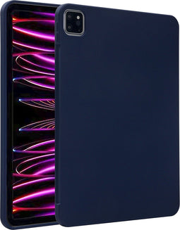 Accezz Tablet Hoes Geschikt voor iPad Pro 11 (2018) / iPad Pro 11 (2020) / iPad Pro 11 (2021) / iPad Pro 11 (2022) - Accezz Liquid Silicone Backcover met penhouder - Donkerblauw /Donkerblauw