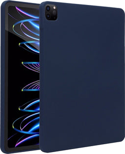 Accezz Tablet Hoes Geschikt voor iPad Pro 12.9 (2020) / iPad Pro 12.9 (2022) / iPad Pro 12.9 (2021) - Accezz Liquid Silicone Backcover met penhouder - Donkerblauw /Donkerblauw