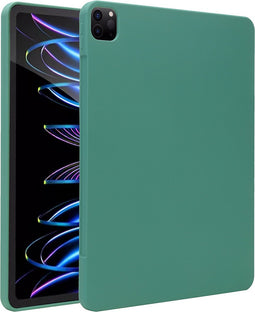 Accezz Tablet Hoes Geschikt voor iPad Pro 12.9 (2021) / iPad Pro 12.9 (2020) / iPad Pro 12.9 (2022) - Accezz Liquid Silicone Backcover met penhouder - Donkergroen /Donkergroen