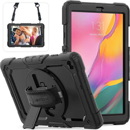 Accezz Tablet Hoes Geschikt voor Samsung Galaxy Tab A 10.1 (2019) - Accezz Rugged Backcover Shoulder Strap - Zwart