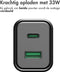 Accezz USB C / USB A Oplader Adapter - Snellader 33 Watt - Fast Charger Lader - Zwart