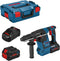 Accu boorhamer GBH 18V-26 F 2 x 8,0 Ah ProCORE, Lader GAL 1880 CV, wisselboorhouder SDS-plus, snelwisselboorhouder, diepteaanslag 210 mm, extra handgreep, machinedoek
