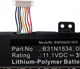 Accu geschikt voor Asus Zenbook UX510UW en anderen zoals B31N1534 3950mAh 11.1V Li-Plymer