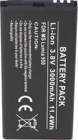 Accu geschikt voor Microsoft Lumia 950, Lumia 950DS batterij BV-T5E nieuwe 2150mAh max. 8,2Wh