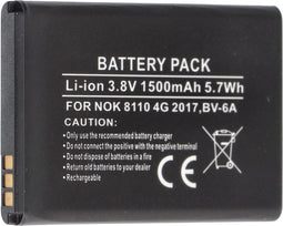 Accu geschikt voor Nokia 8110 4G 2017, BV-6A, Li-ion, 3.8V, 1500mAh, 5.7Wh