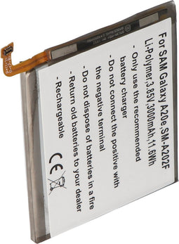 Accu geschikt voor Samsung Galaxy A20e, SM-A202F, Li-Polymer, 3.85V, 3000mAh, 11.6Wh, ingebouwd, zonder gereedschap