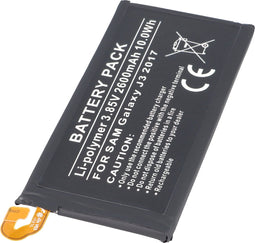 Accu geschikt voor Samsung Galaxy J3 2017, Li-Polymer, 3.85V, 2600mAh, 10.0Wh, ingebouwd, zonder gereedschap