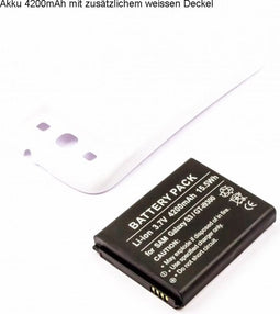 Accu geschikt voor Samsung Galaxy S 3, i9300 Li-Ion vet 4200mAh met witte cover