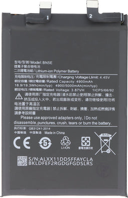 Accu geschikt voor Xiaomi Redmi Note 11E Pro, Li-Polymer, 3.87V, 5000mAh, 19.35Wh, zonder gereedschap