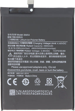 Accu geschikt voor Xiaomi Redmi Note 9 5G, Li-Polymer, 3.85V, 5000mAh, 19.25Wh, zonder gereedschap