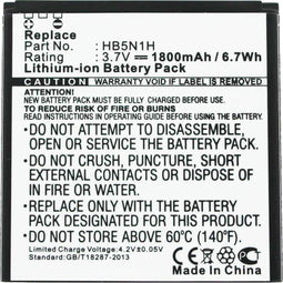 AccuCell-batterij geschikt voor Huawei Ascend, Phoenix, HB5N1, HB5N1H 1800mAh