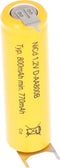 AccuCell Flat Top NiCd-batterij 1,2 V 600 mAh / AA soldeertag 3-voudige print + / - geschikt voor noodstroomtoepassingen