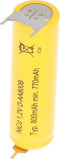 AccuCell Flat Top NiCd-batterij 1,2 V 600 mAh / AA soldeertag 3-voudige print + / - geschikt voor noodstroomtoepassingen