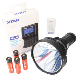 AceBeam K75 2.0 with white LED, 6,300 lumens and 2,500 meters range, with batteries, charger and USB