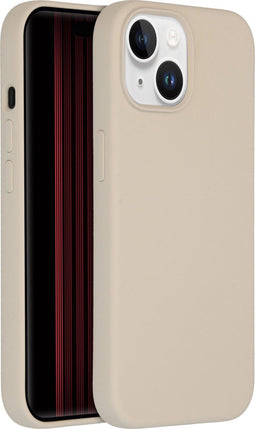 Accezz Liquid Silicone Backcover - Schokabsorberend - Beige (iPhone 15)
