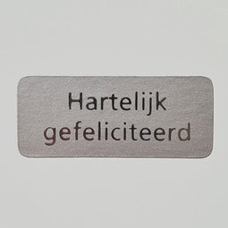 Etiket Hartelijk gefeliciteerd zilver/z