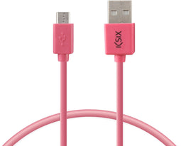 Ksix BXCUSB03 - USB naar Micro-USB Kabel - 1 m - Roze